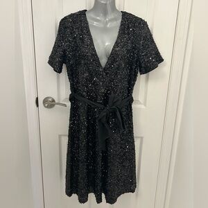 Black Sparkly, Sequinned Dress, Sz L